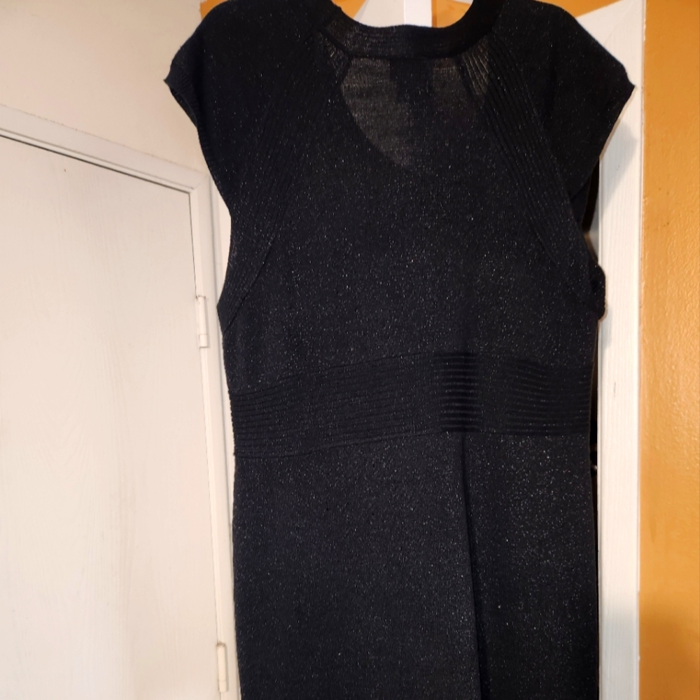 Midi black sweater dress with silver shimmer!